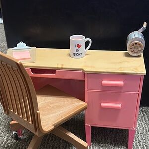 Pink and Brown Doll Set with Accessories